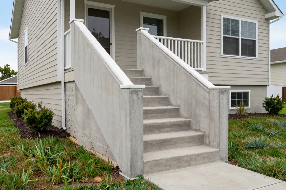 Which part of outdoor steps wears out first?