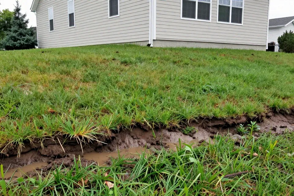 If your backyard slopes down toward the house, what should you consider building?