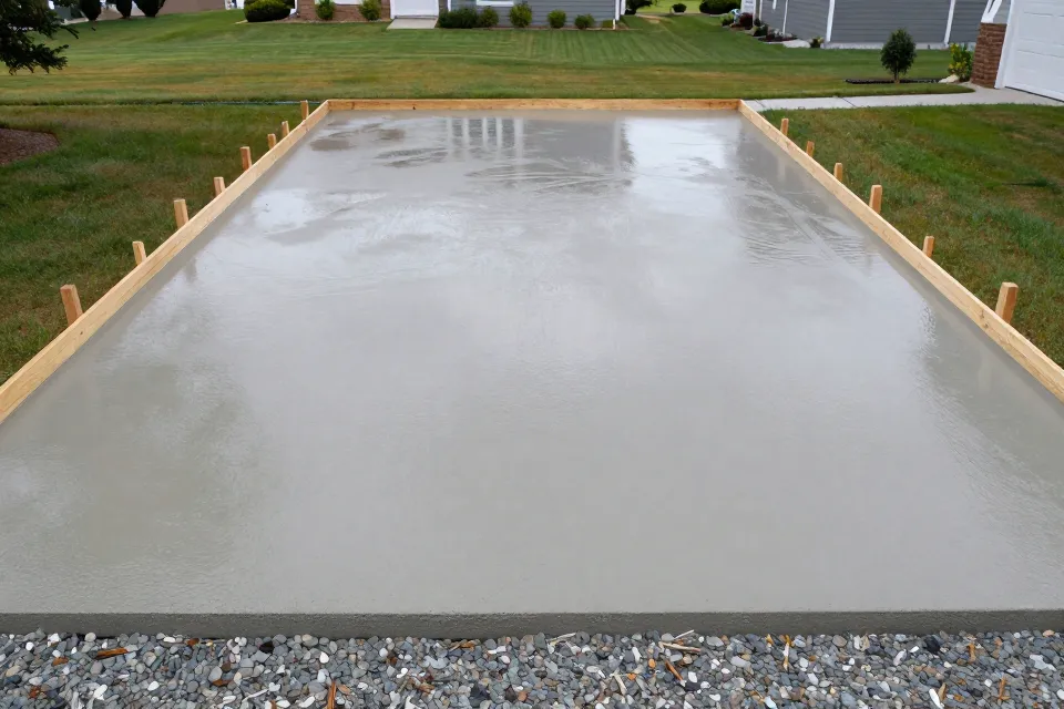 Which is a common mistake homeowners make with newly poured concrete?